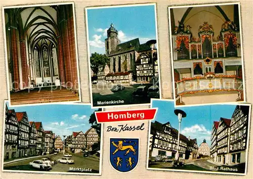 AK / Ansichtskarte Homberg Efze Kirche Innenansichten Orgel Marktplatz Fachwerkhaeuser Rathaus Kat. Homberg (Efze)