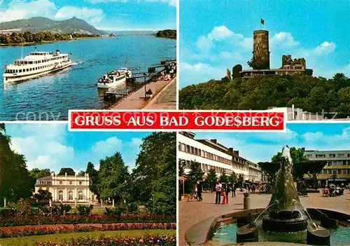 AK / Ansichtskarte Bad Godesberg Rhein Bootsanleger Dampfer Kurhaus Brunnen Platz Godesburg Kat. Bonn