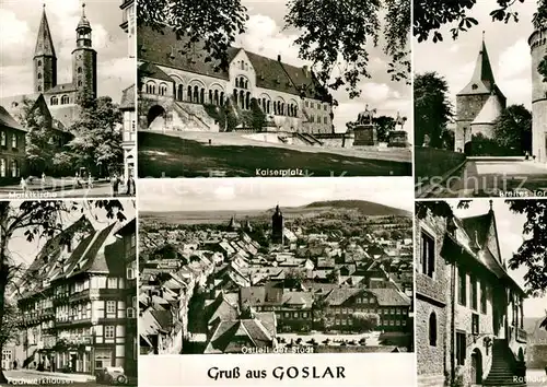 AK / Ansichtskarte Goslar Kaiserpfalz Marktkirche Fachwerkhaeuser Rathaus Kat. Goslar