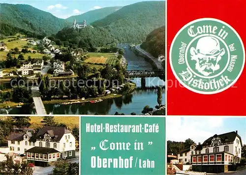 AK / Ansichtskarte Obernhof Lahn Diskothek Come in Fliegeraufnahme Kat. Obernhof