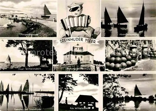 AK / Ansichtskarte Steinhuder Meer Promenade Abendstimmung Insel und Festung  Wilhelmstein Seesteg Kat. Wunstorf