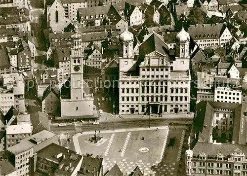 AK / Ansichtskarte Augsburg Rathaus mit Perlach Fliegeraufnahme Kat. Augsburg