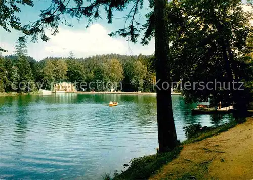 AK / Ansichtskarte Bad Sachsa Harz Schmelzteich Bootfahren Restaurant Gaststaette am Wasser Kat. Bad Sachsa