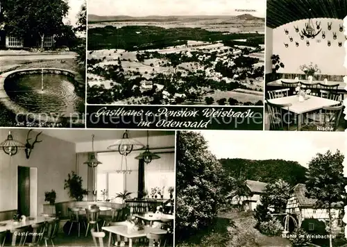 AK / Ansichtskarte Weisbach Waldbrunn Gasthof Pension Springbrunnen Gastraum Muehle Panorama  Kat. Waldbrunn