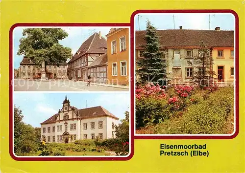 AK / Ansichtskarte Pretzsch Elbe Markt Kinderheim Stadtbibliothek Eisenmoorbad Kat. Bad Schmiedeberg