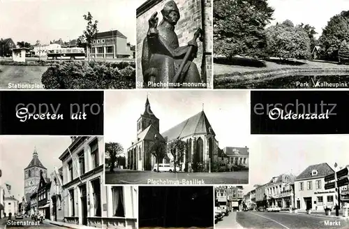 AK / Ansichtskarte Oldenzaal Stationsplein St Plechelmus Monument Park Kalheupink Steenstraat Markt Kat. Oldenzaal