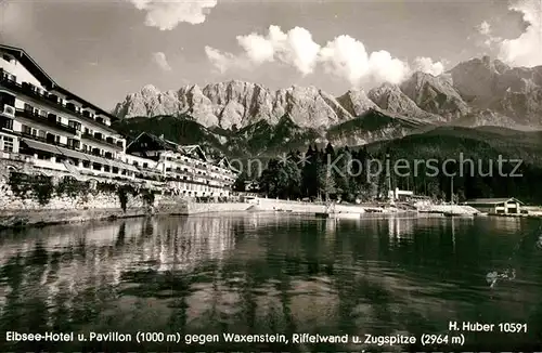 AK / Ansichtskarte Eibsee Hotel und Pavillon Waxenstein Riffelwand Zugspitze Kat. Grainau