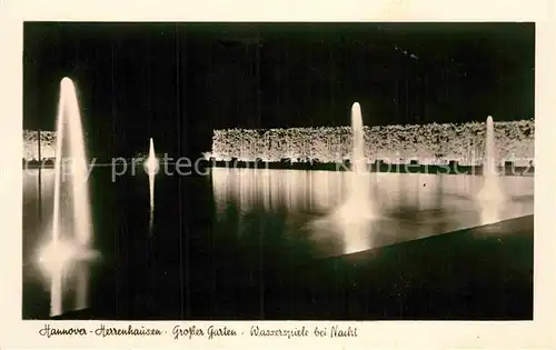 AK / Ansichtskarte Herrenhausen Hannover Grosser Garten Wasserspiele bei Nacht Kat. Hannover