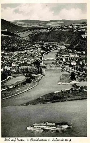 AK / Ansichtskarte Oberlahnstein Fliegeraufnahme mit Nieder und Oberlahnstein Lahnmuendung Kat. Lahnstein