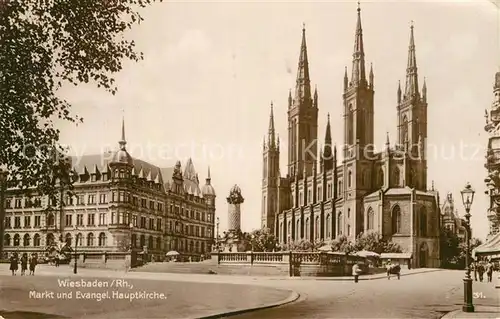 AK / Ansichtskarte Wiesbaden Marktplatz Hauptkirche Kat. Wiesbaden