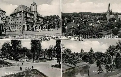 AK / Ansichtskarte Menden Sauerland Partie an der Hoenne Bahnhof Rathaus Kat. Menden (Sauerland)