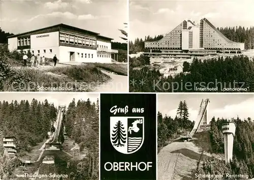 AK / Ansichtskarte Oberhof Thueringen Schanzenbaude Interhotel Panorama Schanze am Rennsteig  Kat. Oberhof Thueringen