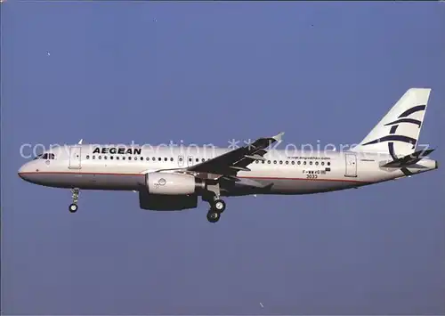 AK / Ansichtskarte Flugzeuge Zivil Aegean A320 232 F WWBX c n 3033 Kat. Airplanes Avions