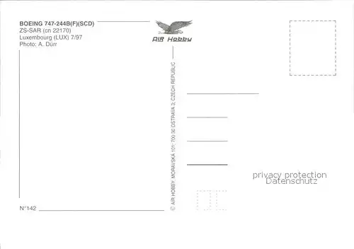 AK / Ansichtskarte Flugzeuge Zivil SAA Cargo Boeing 747 244B ZS SAR cn 22170 Kat. Airplanes Avions