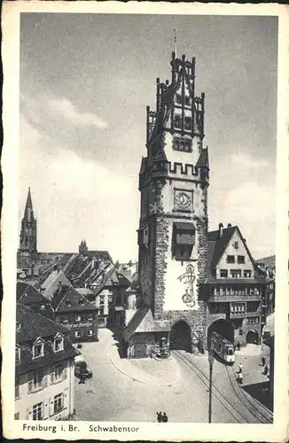 AK / Ansichtskarte Freiburg Breisgau Schwabentor Strassenbahn Kupfertiefdruck Kat. Freiburg im Breisgau