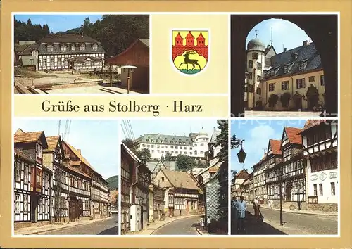 AK / Ansichtskarte Stolberg Harz Gaststaette Waldfrieden Schlosshof Thomas Muentzer Gasse  Kat. Stolberg Harz