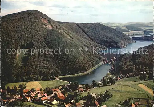 AK / Ansichtskarte Helminghausen mit Diemelsee Fliegeraufnahme Kat. Marsberg