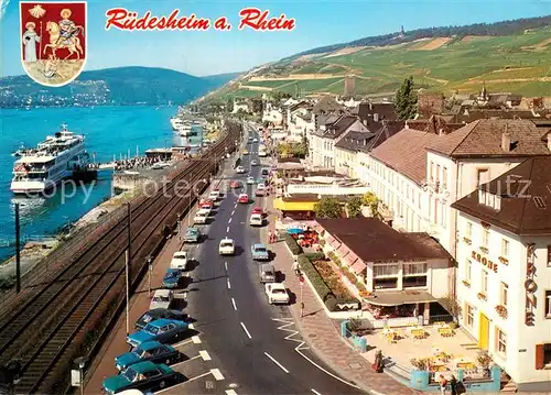 AK / Ansichtskarte Ruedesheim Rhein Rheinstrasse Dampfer  Kat. Ruedesheim am Rhein