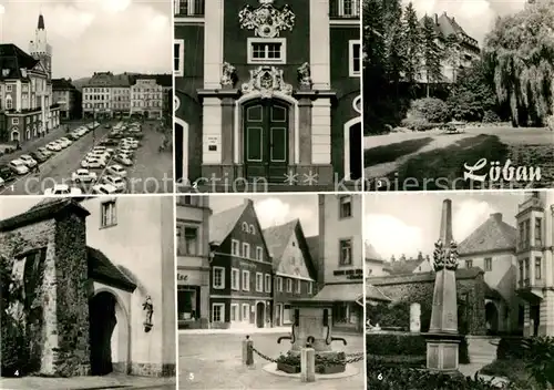 AK / Ansichtskarte Loebau Sachsen Rathaus Platz der Befreiung Arbeitergedenkstaette Hopfenbluete  Kat. Loebau