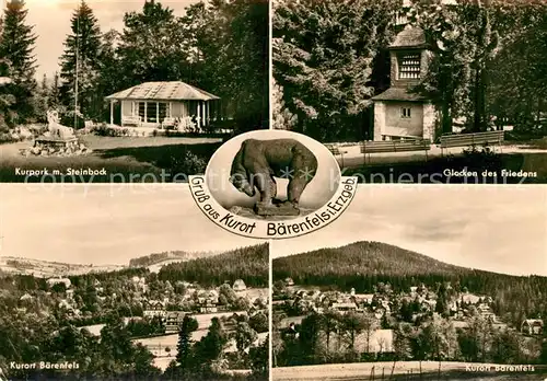 AK / Ansichtskarte Baerenfels Erzgebirge Kurpark Steinbock Glocke des Friedens  Kat. Altenberg