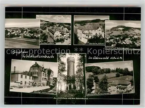 AK / Ansichtskarte Waldkatzenbach Gasthaus Adler Katzenbuckel Kurheim Loewen Katzenbuckelturm Kat. Waldbrunn