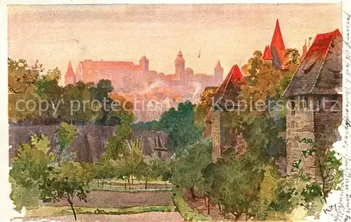 AK / Ansichtskarte Kley Nuernberg Blick vom Spittlertorgraben  Kat. Kuenstlerlitho