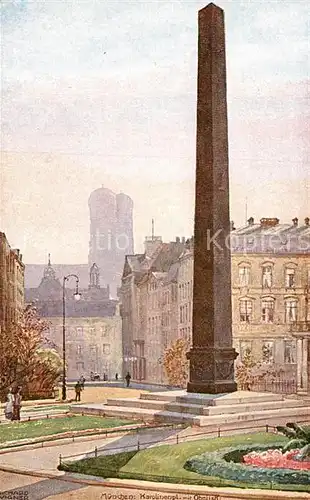 AK / Ansichtskarte Wagner Richard Kuenstler Muenchen Karolinenplatz Obelisk  Kat. Kuenstlerkarte