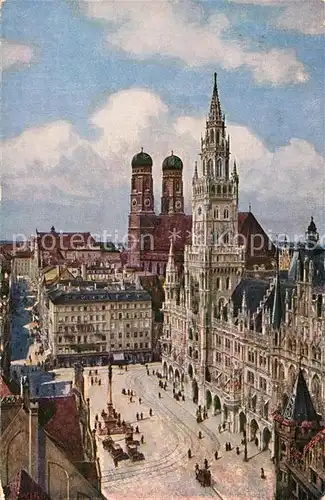 AK / Ansichtskarte Verlag WIRO Wiedemann Nr. 2168 M Muenchen Marienplatz Rathaus Dom  Kat. Verlage