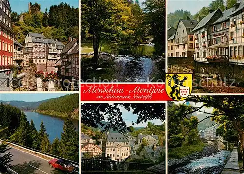 AK / Ansichtskarte Monschau Rotes Haus Ruine Haller Fachwerkhaeuser Perlbachtalsperre  Kat. Monschau