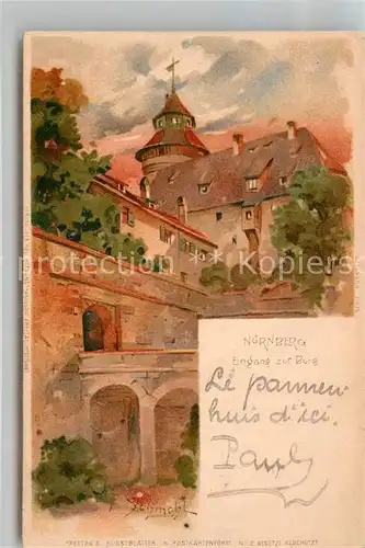 AK / Ansichtskarte Schmohl P. Nuernberg Eingang zur Burg Litho  Kat. Kuenstlerlitho