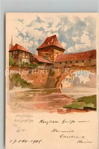 AK / Ansichtskarte Schmohl P. Nuernberg Casematten Litho  Kat. Kuenstlerlitho