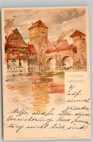 AK / Ansichtskarte Schmohl P. Nuernberg Henkersteg Litho  Kat. Kuenstlerlitho