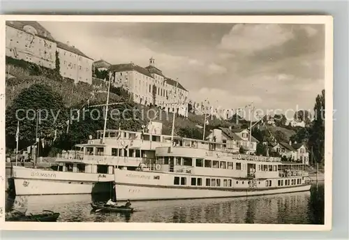 AK / Ansichtskarte Motorschiffe Schwaben und Ravensburg Meersburg Hafen  Kat. Schiffe