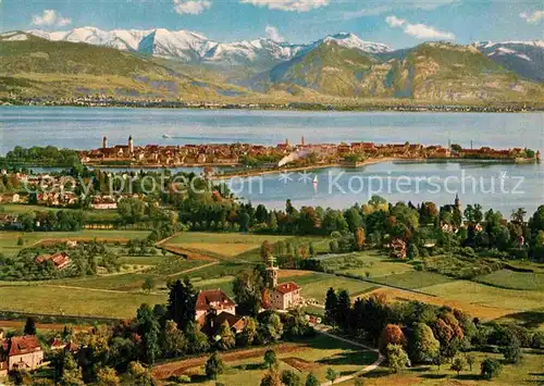 AK / Ansichtskarte Lindau Bodensee Panorama Blick vom Hoyerberg Alpenpanorama Kat. Lindau (Bodensee)