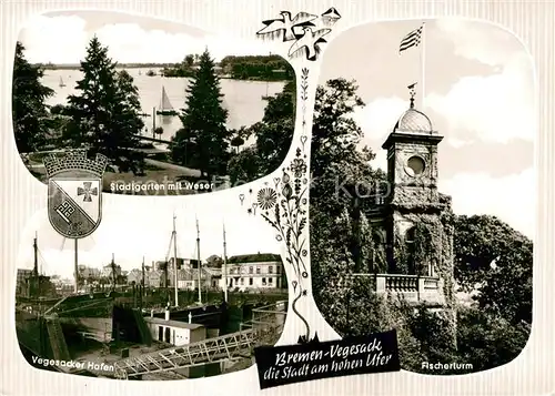 AK / Ansichtskarte Vegesack Stadtgarten Weser Hafen Fischerturm Kat. Bremen