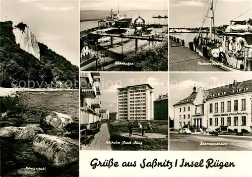 AK / Ansichtskarte Sassnitz Ostseebad Ruegen Koenigsstuhl Faehrhafen Fischereihafen Wilhelm Pieck Ring Seemannsheim Kat. Sassnitz