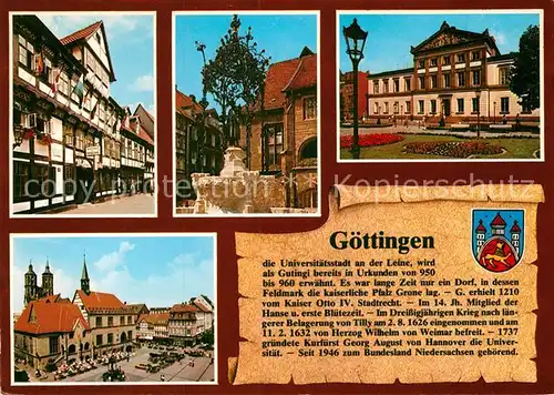 AK / Ansichtskarte Goettingen Niedersachsen Teilansichten Marktplatz Schloss Kat. Goettingen