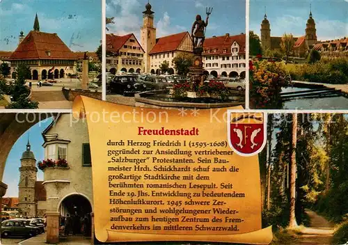 AK / Ansichtskarte Freudenstadt Marktplatz Brunnen Stadtkirche Waldweg Kat. Freudenstadt