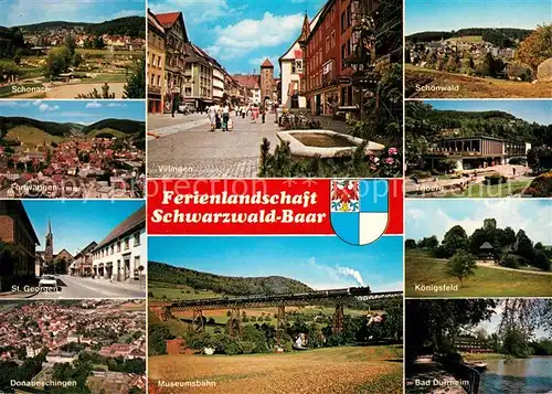 AK / Ansichtskarte Schwarzwald Schonach Furtwangen Villingen Schoenwald Triberg St Georgen Donaueschingen Museumsbahn Koenigsfeld Bad Duerrheim Kat. Regionales