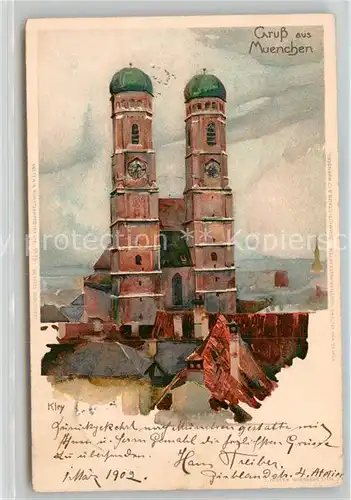 AK / Ansichtskarte Kley Muenchen Frauenkirche Litho  Kat. Kuenstlerlitho