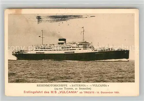 AK / Ansichtskarte Dampfer Oceanliner M S Vulcania  Kat. Schiffe