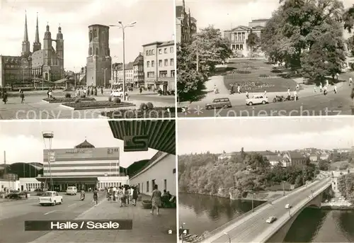 AK / Ansichtskarte Halle Saale Marktplatz Hauptbahnhof Theater des Friedens Halle Kroellwitz Giebichenstein Bruecke Kat. Halle