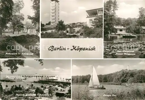 AK / Ansichtskarte Koepenick Kulturpark Schlossinsel Langer See Gaststaette Ruebezahl Mueggelturm Kat. Berlin