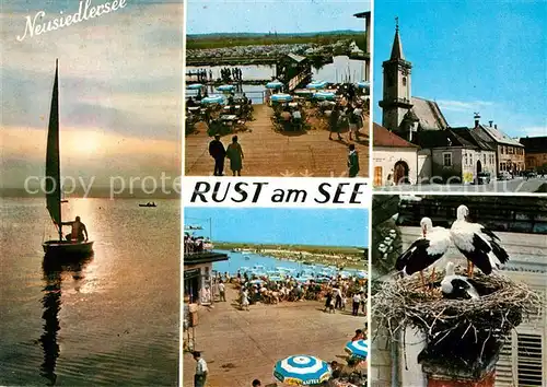 AK / Ansichtskarte Rust Neusiedlersee Segelpartie Schwimmbad Kirche Storchennest Kat. Burgenland