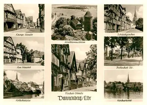 AK / Ansichtskarte Dannenberg Elbe Lange Str Am Markt Kolkbruecke Waldemarturm Fischer Str Schlossgraben Bahnhofstr Hochwasser Kat. Dannenberg (Elbe)