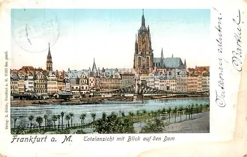 AK / Ansichtskarte Goldfensterkarte Nr. 11380 Frankfurt am Main Totalansicht Dom  Kat. Verlage