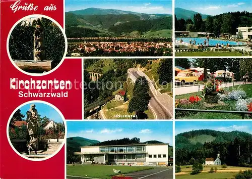 AK / Ansichtskarte Kirchzarten Panorama Schwimmbad Hoellental Schule Kapelle Skulpturen Kat. Kirchzarten