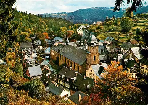 AK / Ansichtskarte Monschau Montjoie Rurpartie mit Aukirche Kat. Monschau