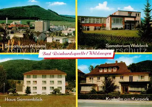 AK / Ansichtskarte Bad Reinhardsquelle Sanatorium Wildetal Waldeck Sonnenblick Kurheim Kurpark Kat. Bad Wildungen