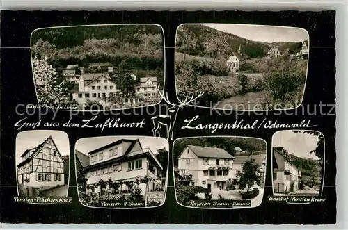 AK / Ansichtskarte Langenthal Odenwald Pension Linde Flaechsenhaar braun Daume Krone Kat. Hirschhorn (Neckar)